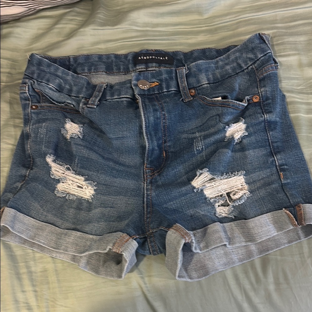 Aeropostale Blue Distressed Jean Shorts